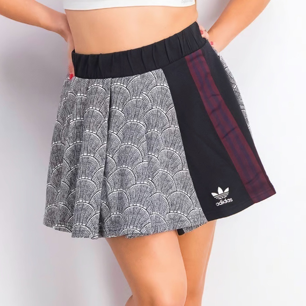 Adidas Originals Shell Tide Pleated Skirt White Black S mini sporty athletic